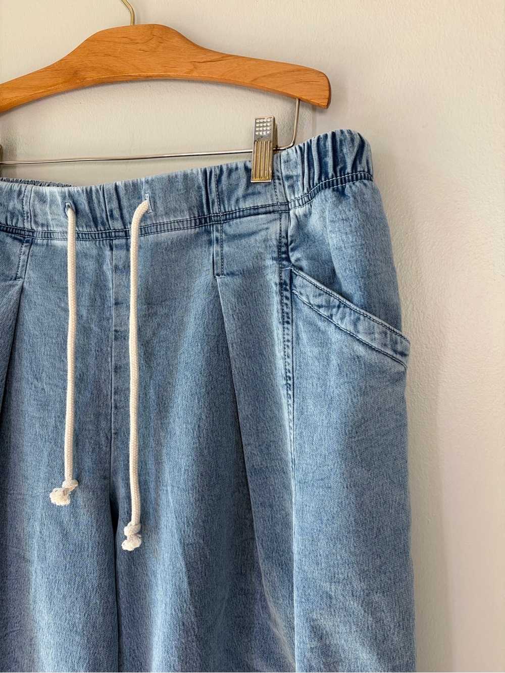 Aerie Daydream Denim Stretch Wide Leg Trouser Pants Size Large LONG - Picture 5 of 11
